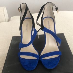 Blue and Black Strapped Stilettos